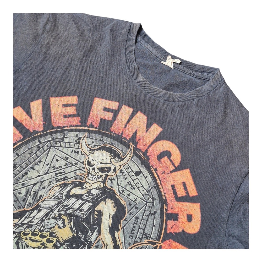 Five Finger Death Punch Men's S THRASHED Y2K Faded Band Tee Delta ProWeight